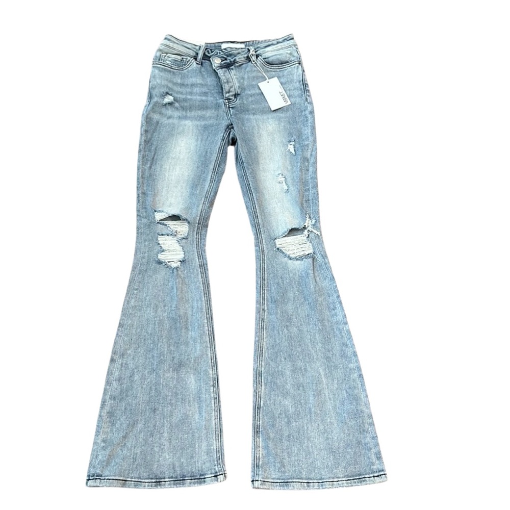 Vervet “Bella” Criss Cross Button Fly High Rise Flare